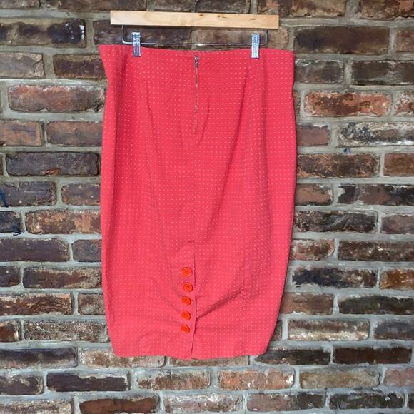 Torrid Red White Polka Dot Button-Back Midi Straight Pencil Skirt Women's Sz 14 - Picture 5 of 8